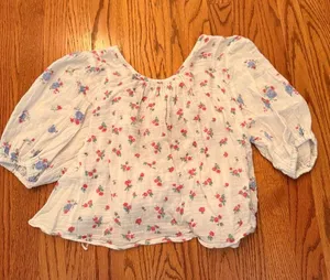 Free People floral blouse with tie back thumbnail 1
