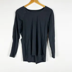 Lululemon Women's Cotton Crew Neck Long Sleeve Tee Shirt Black Small thumbnail 1
