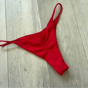 AguaViva Bikini Bottoms scrunch thong womens Red (xsmall) swim cheeky minimalist thumbnail 2