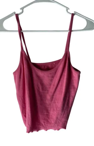 PS Basics‎ PacSun Pink Ribbed Cami Tank Top Women’s Size L Lettuce Hem Y2k Style thumbnail 1