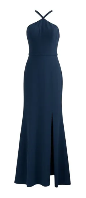 Dress the Population Navy Blue Halter Neck Dress Medium Event Demure Formal Gown Bridesmaid Prom‎ NWT thumbnail 1