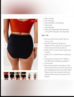 NWOT Livy & Kate BLACK HIGH WAISTED PIPED BOTTOMS Sz M thumbnail 5