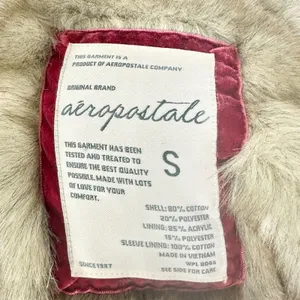 Aeropostale Vintage Y2K Faux Fur Lined Logo Full Zip Hoodie Size Small Maroon thumbnail 5