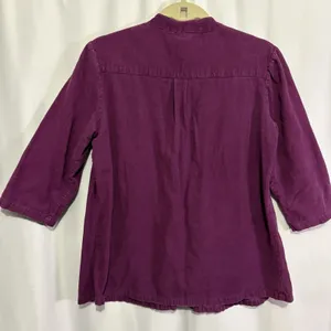 Vtg April Cornell Top Button Up Corduroy Burgundy Purple Embroidered M Cottage thumbnail 7