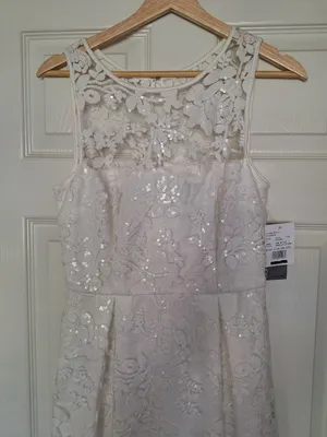 Donna Ricco David's Bridal NWT Ivory Lace Sequin Dress Size 2 thumbnail 5