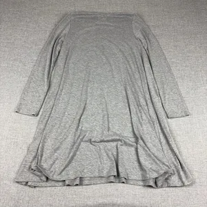 BLQ T-Shirt Dress Womens 0 Gray Long Sleeve Swing Jersey Stretch Casual Short thumbnail 3