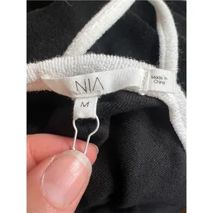 Nia Black Halter Wrap Mini Dress with White Piping Size Medium thumbnail 6