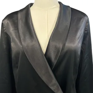 Clover and Sloane NWT Black Satin Tuxedo Blazer Dress Shawl Collar US 10 Gothic thumbnail 2