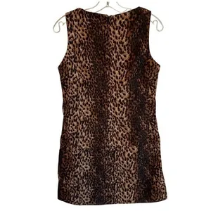 ZARA WOMAN Leopard Print Sleeveless Ruched Mini Dress w/Zipper Back -‎ M EUC thumbnail 3
