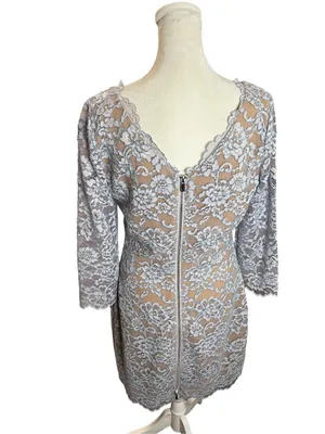 Diane von Furstenberg DVF Zarita Blue Lace Sheath Cocktail Dress Size 8 thumbnail 5
