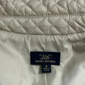 Brooks Brothers 346 Womens Cream Quilted Snap Front Jacket Beige Size 4 thumbnail 5