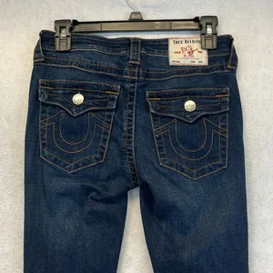 TRUE RELIGION Women’s Jeans Size 27 Blue Halle‎ Mid Rise Capri Distressed Skinny thumbnail 13