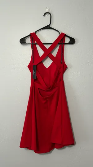 Lulus NWT Katrina Red Strappy Sleeveless Skater Dress thumbnail 7