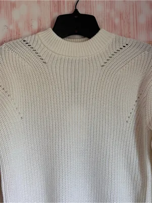 English Factory Ivory Puff Sleeve High Crewneck Sweater Size XS thumbnail 5