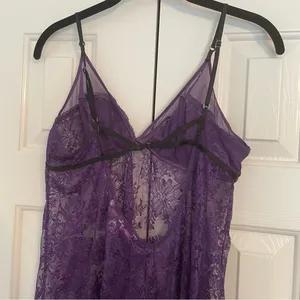 Victoria’s Secret Purple Slip Dress Allover Lace Sz Large Intimates Mini Dress thumbnail 8