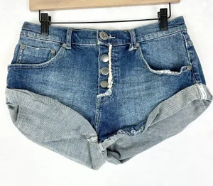 One Teaspoon Bandits Short Size 27 Relaxed Fit High Rise Button Fly Twisted Cuff thumbnail 1