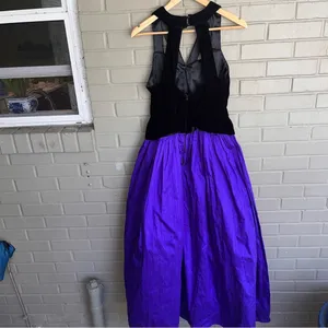 Vintage 80s Jessica McClintock 100% Silk with Black Velvet Bodice Ball Gown 10 thumbnail 7