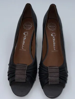 Jeffrey‎ Campbell Ibiza Lost Peep Toe Heels Black W Brown Accent Sz 9 thumbnail 1