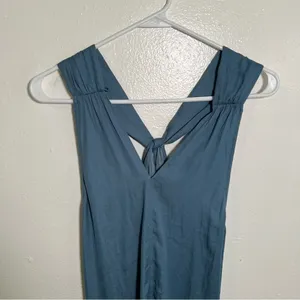 Loft Sleeveless Blouse Blue Green Knot Keyhole Twist‎ High Neck thumbnail 8