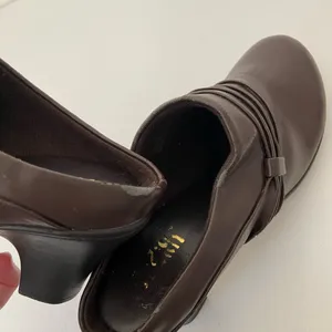 Judith women’s‎ brown faux leather pleated slip on clogs mules shoes heels 7.5 thumbnail 7