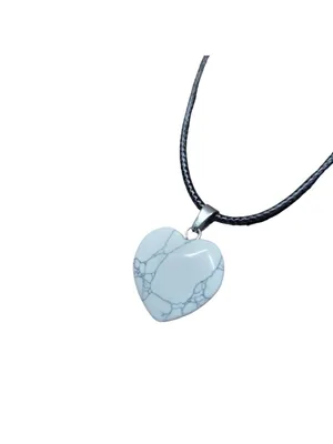 Howlite Heart Shaped Pendant Corded Necklace thumbnail 2