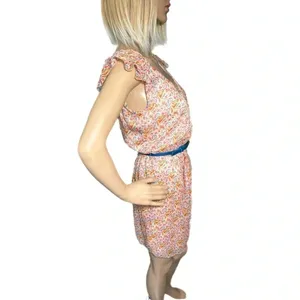 Chelsea & Violet Sz XS Floral Dress Lined Short Sleeve Belted Cottagecore Mini thumbnail 5