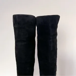 Stuart Weitzman • 5050 Stretch Suede Boots black tall low heel knee high otk thumbnail 6