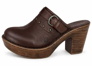Born Sz 40.5 US 9 Ibra Moro Leather Mule Buckle Block Heel Clogs Metallic Bronze thumbnail 1