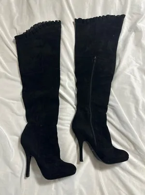 Aldo Black Suede Over the Knee Boots thumbnail 1