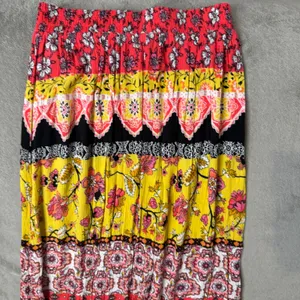 BOHO Patchwork Tiered‎ High Low Maxi Skirt Floral Ruffle Peasant Gypsy Size XS thumbnail 4