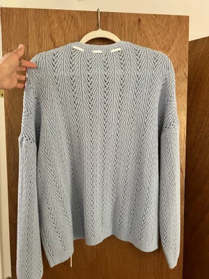 Hollister pearl baby blue knit crochet cardigan thumbnail 7