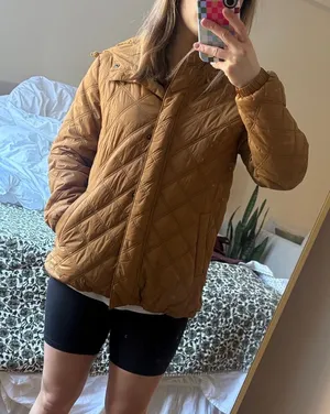 Madewell KQuilted Hooded Jacket - Tan thumbnail 1