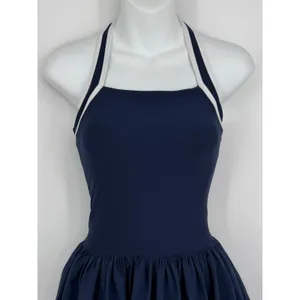 Abercrombie‎ & Fitch YPB motionTEK Halter Bubble Hem Mini Dress XS Navy Athletic thumbnail 2