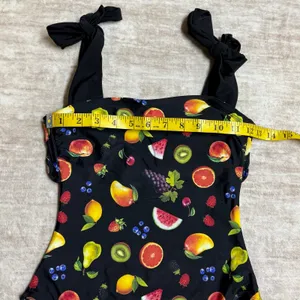 Wild Fable Womens Small Black Fruit Swimsuit Backless Chiquita Tropical Resort thumbnail 3