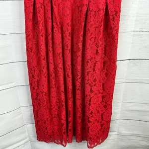 Lulus Womens size XL Royal Treatment Red Lace Midi Skater Dress thumbnail 8