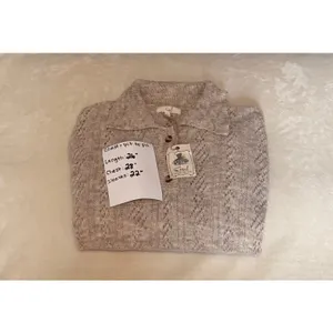 NWT Easel Los Angeles Pointelle Knit Polo Sweater Oatmeal Beige Wool Blend Large thumbnail 6