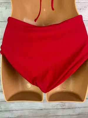 Quince Italian High Waisted Bikini Bottoms Cherry Red Size Small thumbnail 4