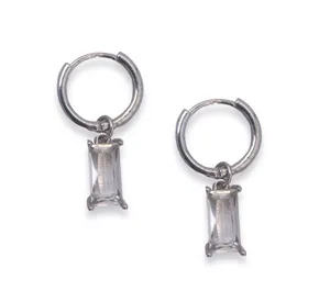 Zircon Dangle Drop Earrings for Men Women Streetwear Hip Hop Unisex Style thumbnail 1