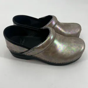 Dansko Tan Iridescent Nursing Clog shoes comfort slip on leather metallic 37/6.5 thumbnail 2