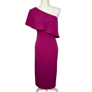 Lovers‎ + Friends Bentley One Shoulder Midi Dress XS Hot Pink Cocktail Party NEW thumbnail 4