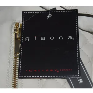 Giacca Moto Jacket‎ Women Medium Off-White NEW Quilted Faux Leather Zip thumbnail 5