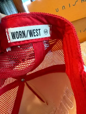 Worn/West red football SnapBack hat thumbnail 3