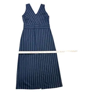 Le Lis Navy and White Pinstripe V-Neck Sheath Column Dress‎ Size Medium Business thumbnail 4
