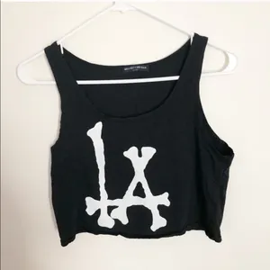 Brandy Melville LA Bones Tank Top Black Crop Skeleton thumbnail 2