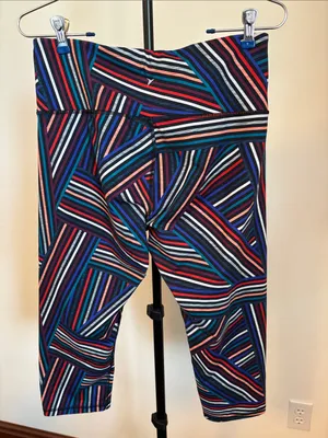 Old Navy Multicolor Striped Capri Leggings - Navy, Blue, Red, Pink thumbnail 3
