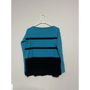 LAUREN Ralph Lauren Sweater Womens Med Blue Black Stripe Pullover Gold buttons thumbnail 4