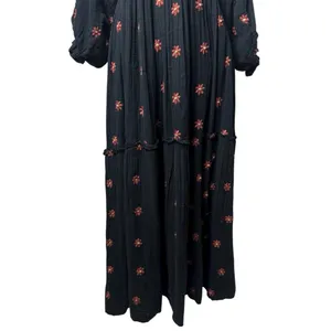 Free People Dahlia Embroidered Maxi Dress Puff‎ Sleeve Cottagecore Milk Maid M thumbnail 6