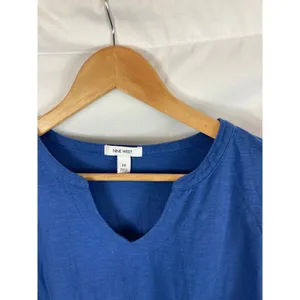 Nine West Ruffle Sleeve V Neck Tshirt Blue Size Medium thumbnail 2