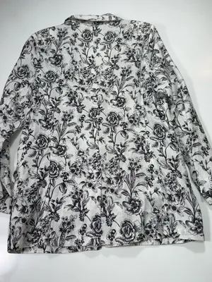 Joie 100% Linen White and Black Floral Blazer Size Medium thumbnail 8