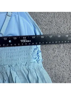 Rebellion Again Light Blue Lace Button-Up Tank Top, Size Large thumbnail 6